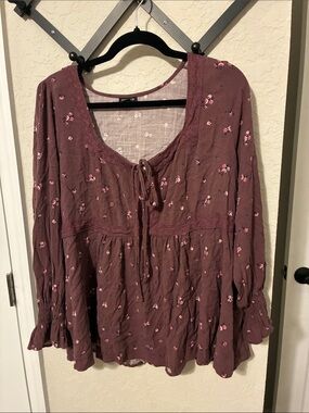 torrid Plum Floral Peasant Tunic